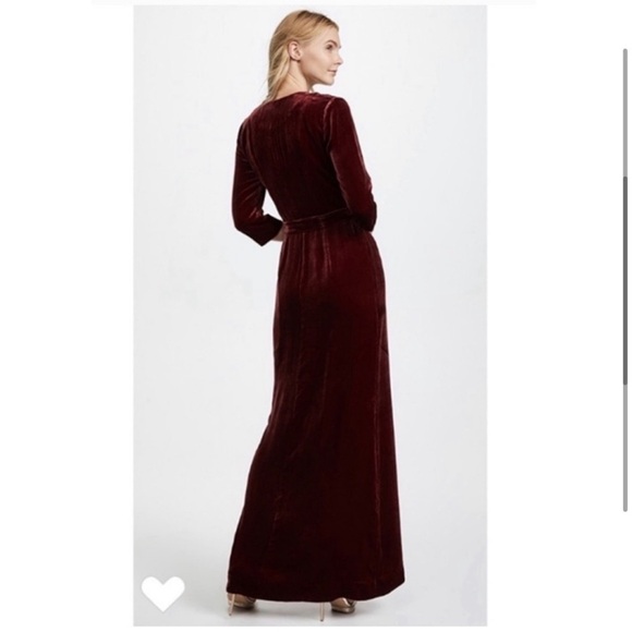 L’Agence Rosalind Velvet Maxi Wrap Dress in Black. - Picture 4 of 10